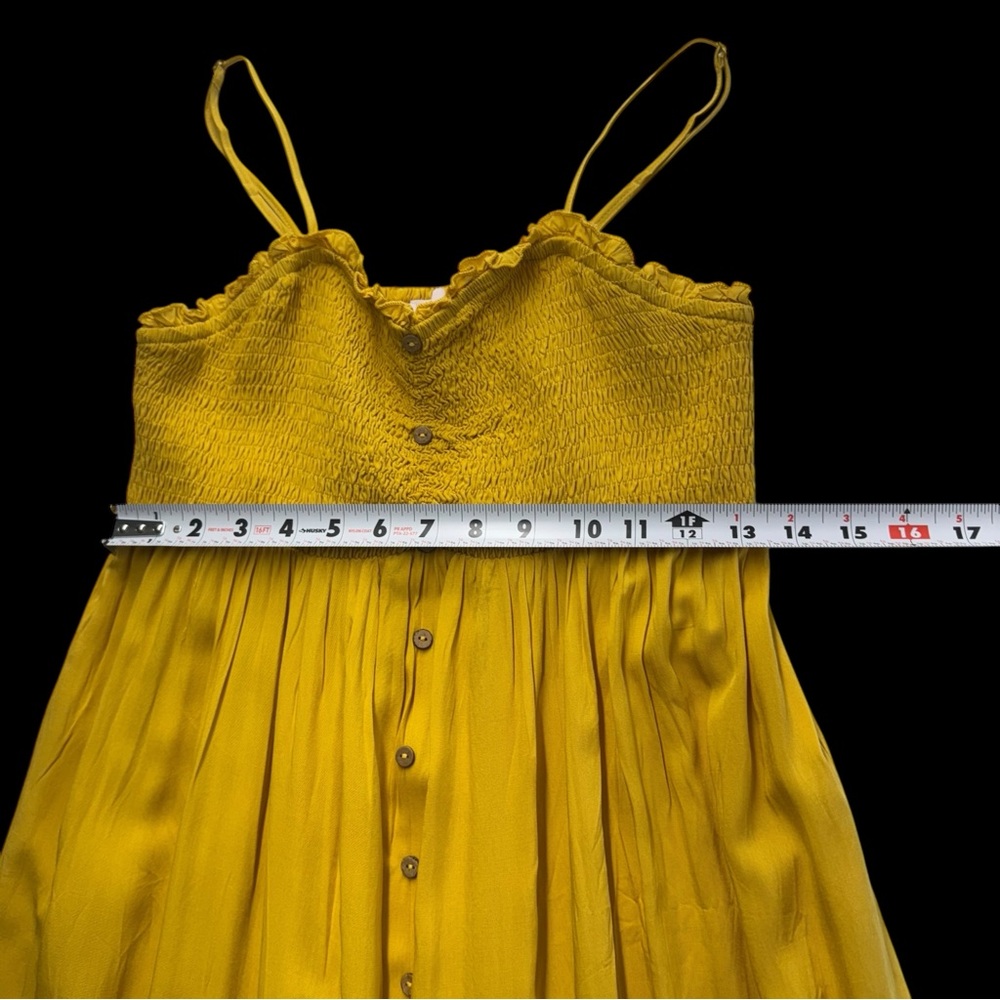 Pink Lily‎ Yellow Button Down Straps Summer Dress Size L #285 - Picture 5 of 8